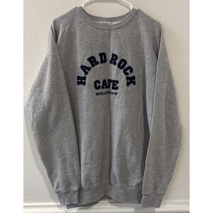 Hard Rock Cafe Hollywood Sweatshirt Mens XL Gray Spellout Crewneck Pullover